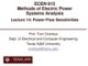 Lecture Methods of Electric power systems analysis - Lesson 14: Power flow sensitivities