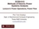 Lecture Methods of Electric power systems analysis - Lesson 6: Power operations, power flow