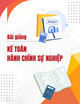 Bài giảng Kế toán hành chính sự nghiệp